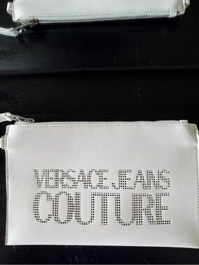 Versace Jeans Collection White Perforated Logo Wristlet